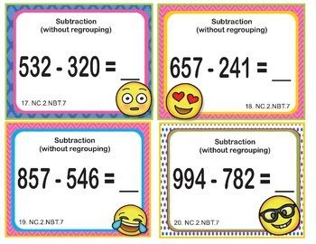 North Carolina Math Nc Nbt Nd Grade Task Cards Add And Subtract To