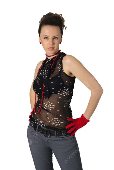 Stylish Woman In Red Beads And Gloves Isolated On White Photo