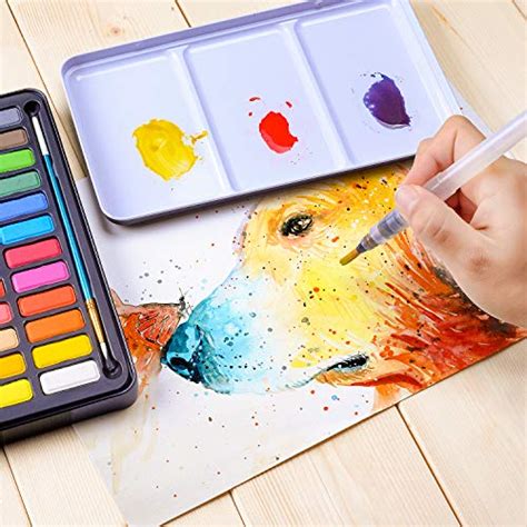 Watercolor Paint Set 36 Colors With 3pcs Water Brush Pens 1pc Nylon Paint Brush 8 Sheets 300g