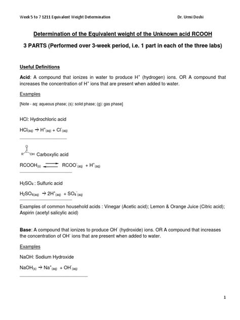 Equivalent Weight Determination | PDF | Titration | Chemistry