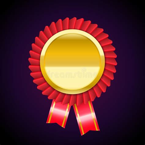 The Golden Badge Medal With Red Ribbon Stock Vector Illustration Of