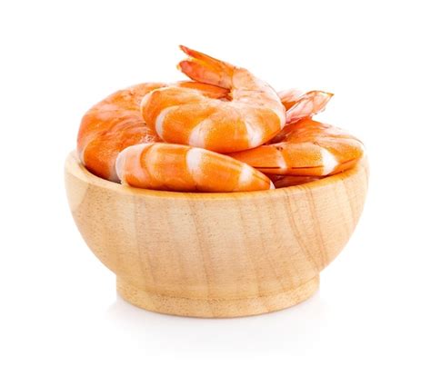 Premium Photo Cooked Shrimps In Bowl Isolated On White Background