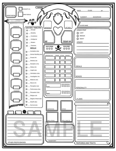 The Simple Character Sheet Dnd E Fillable Pdf Etsy Canada Dnd