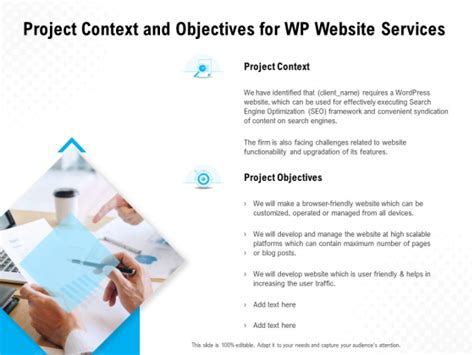 Project Context And Objectives For Wp Website Services Ppt Powerpoint