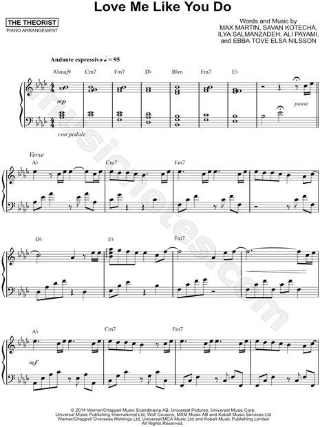 The Theorist Love Me Like You Do Sheet Music Piano Solo In Ab Major