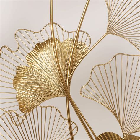 Lulu Home Metal Wall Decor 39 X 20 Golden Ginkgo Leaves Metal Wall