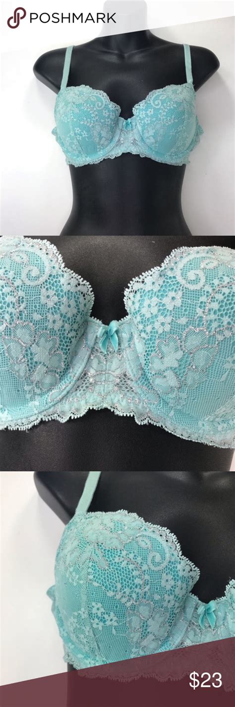 Victorias Secret Light Blue Floral Lace Bra 36b Victorias Secret Light Blue Floral Lace Bra