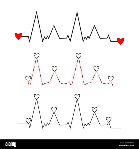 Heartbeat Cardiogram Charts Vector Set Heart Contractions Frequency