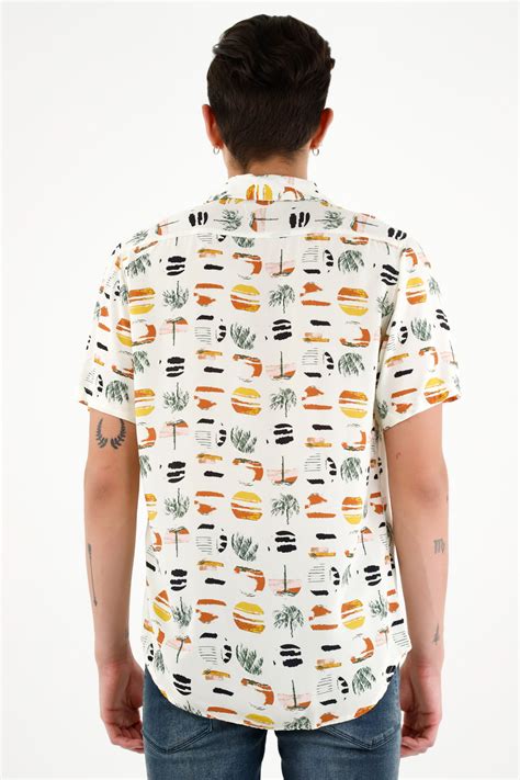 Camisa Con Estampado Playero Para Hombre S