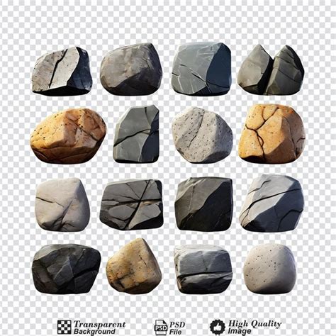 Premium Psd Set Of Stones Or Rocks Isolated On Transparent Background