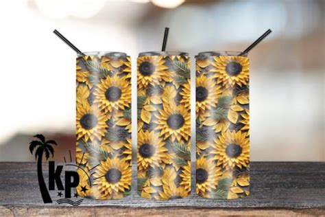 3d Sunflowers 20oz Skinny Tumbler Wrap Graphic By Khampol Shop Design · Creative Fabrica