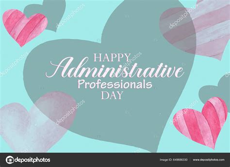 Administrative Professionals Day Secretary Day Holiday Celebration Card Poster Logo Stock Vector