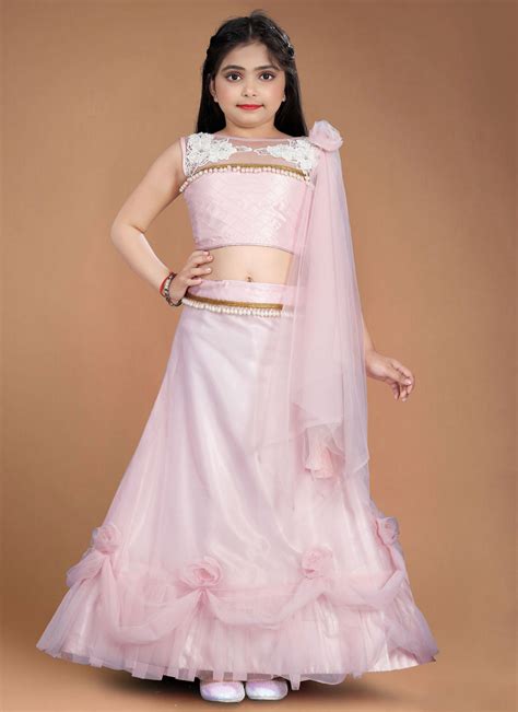 Buy Fancy Work Pink Readymade Lehenga Choli 213350