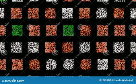 Farbige Qr Codes Auf Schwarzem Hintergrund Animation Codezeilen