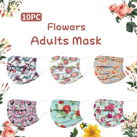 Mascarilla Desechable Con Estampado De Flores Para Adultos M Scara