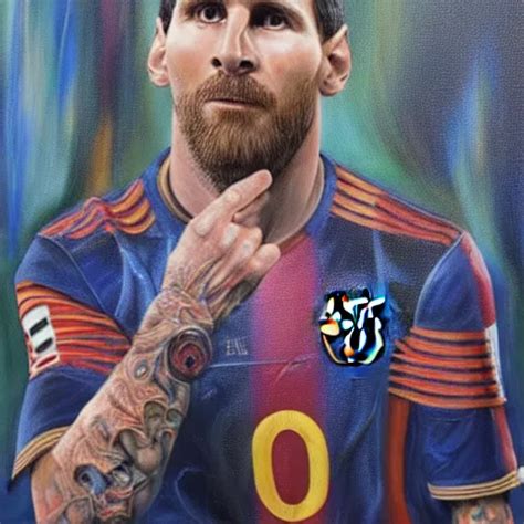 Portrait Of Lionel Messi As A Cyborg Oil Painting Stable Diffusion