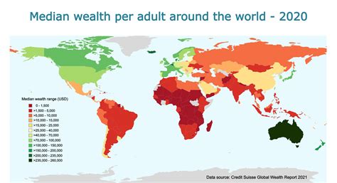 [oc] Median Wealth Per Adult Around The World According To Global