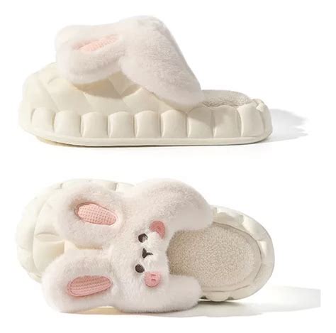 Pantuflas De Felpa De Conejo Lindo De Invierno Para Mujer Meses Sin