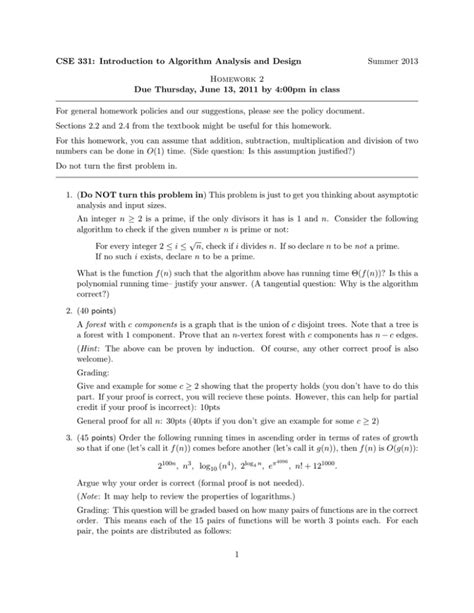 Cse Introduction To Algorithm Analysis And Design Summer