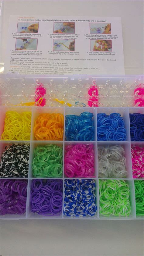 Colourful Rainbow Rubber Loom Bands Bracelet Making Kit Set