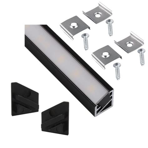 Profil LED Aluminiowy do Taśm 10mm Narożny Mleczny Klosz 2m Czarny A1