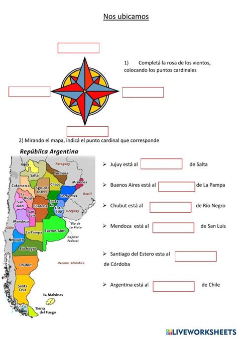 Los Puntos Cardinales Y Las Provincias Worksheet Actividades De Mapa