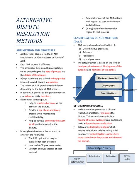 Alternative Dispute Resolution Notes Alternative Dispute