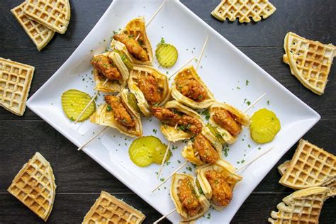 Spicy Chicken And Waffle Sliders On A Stick The Starving Chef