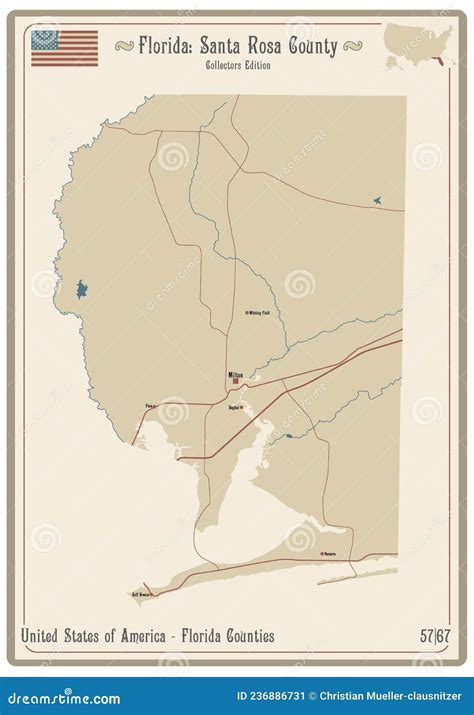 Map Of Santa Rosa County In Florida Stock Vector Illustration Of