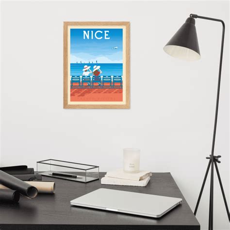 Affiche Nice French Riviera France Avec Cadre Bois 21x29 7 Cm