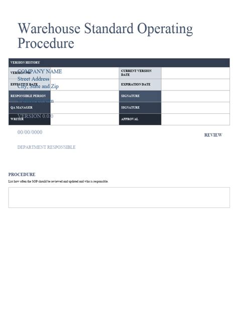 Sb Warehouse Standard Operating Procedure Download Free Pdf