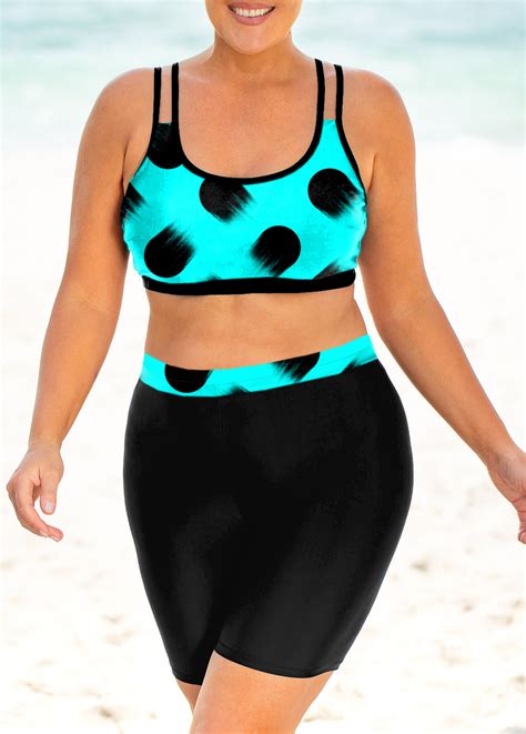 Plus Size Polka Dot High Waisted Bikini Set Modlily USD