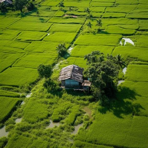 Premium AI Image | aerial view of a house in a green field gabtali ...