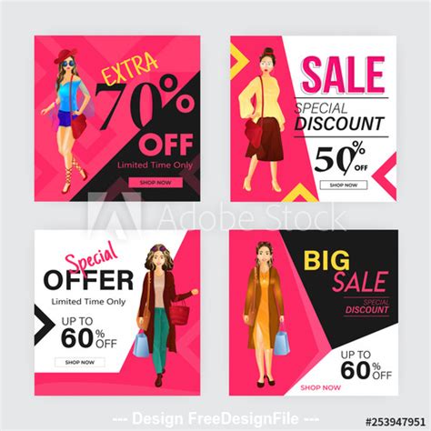 Template different discount poster design vector free download