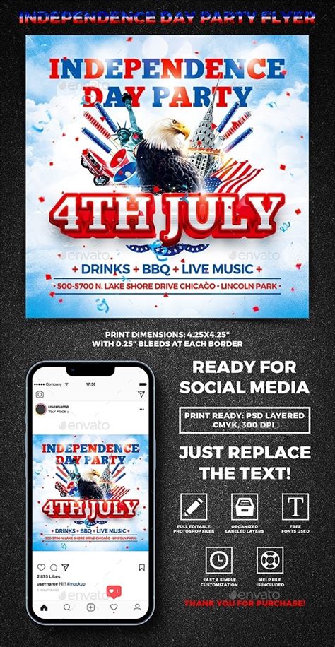 Independence Day Party Square Flyer Vol3 Print Templates Graphicriver