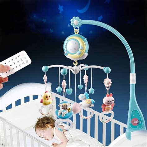 Baby Rattles Crib Mobiles Toy Holder Rotating Crib Mobile Bed Musical ...