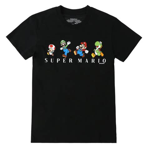 Super Mario And Friends Black Officially Licensed T Shirt For Sale