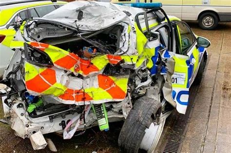 Dorset Police Patrol Car Poole Crash Pictures Released Bbc News