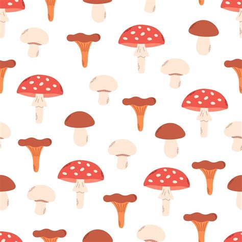 Premium Vector Autumn Mushrooms Seamless Pattern Fall Season Hello Autumn