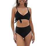 Amazon Blooming Jelly Womens Two Piece High Waisted Swimsuits High Rise Tie Knot Bikini Set