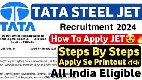 How To Apply Tata Steel JET 2024 Tata Steel JET Apply Online Tata