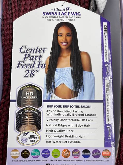 Sensationnel Cloud 9 Swiss Lace Braided Wig Center Part Feed In 28