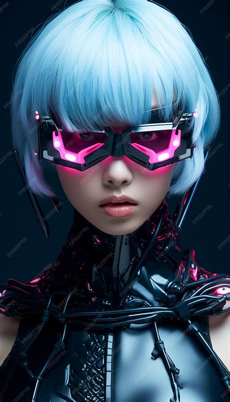 Premium Photo Futuristic Cyberpunk Woman Virtual Reality Glasses Realistic 3d Model Beautiful