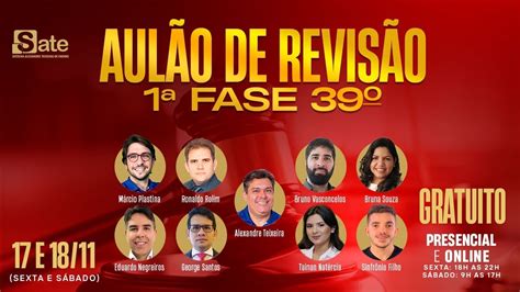 REVISÃO DE VÉSPERA 1ª FASE 39º EO YouTube