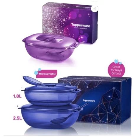 Tupperware Royale Blue Crystalline Serveware Set 1 8L 1pc 2 5L 1pc OR