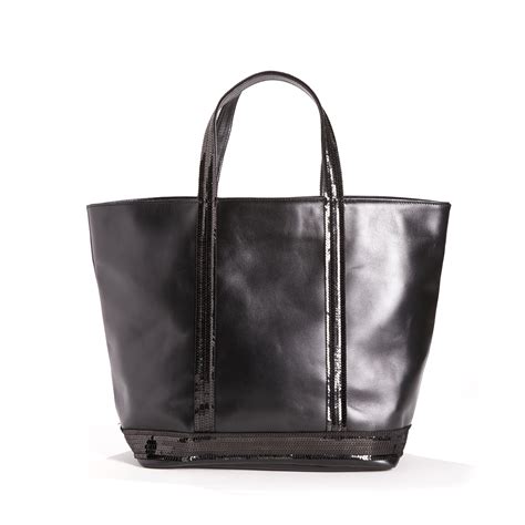 Leather Medium Tote Bag With Black Sequins Black Vanessa Bruno La