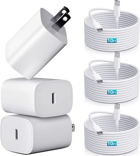 Lot de 3 chargeurs rapides pour iPhone 14 13 12 Certifié MFi Bloc de