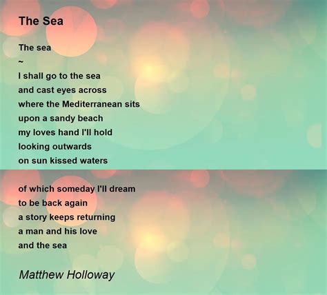 The Sea By Matthew Holloway The Sea Poem