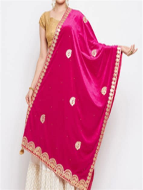 Buy Clora Creation Magenta And Gold Toned Ethnic Motifs Embroidered