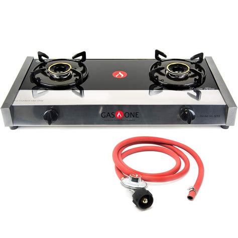 GASONE Glass Finish Outdoor Table Top Burner Propane Gas Stove Black